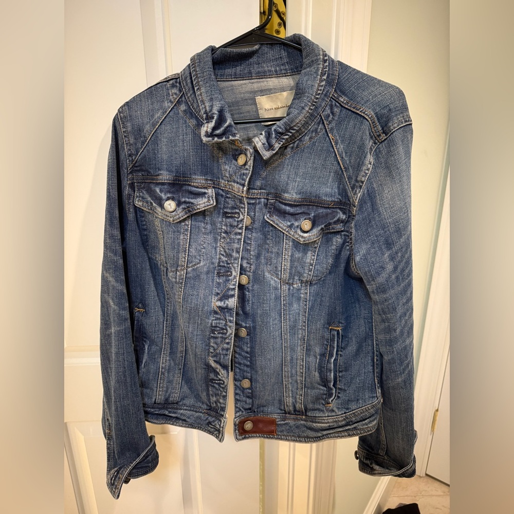 NWOT Anthropologie Pilcro & Letterpress Denim Jacket With Leather size XL